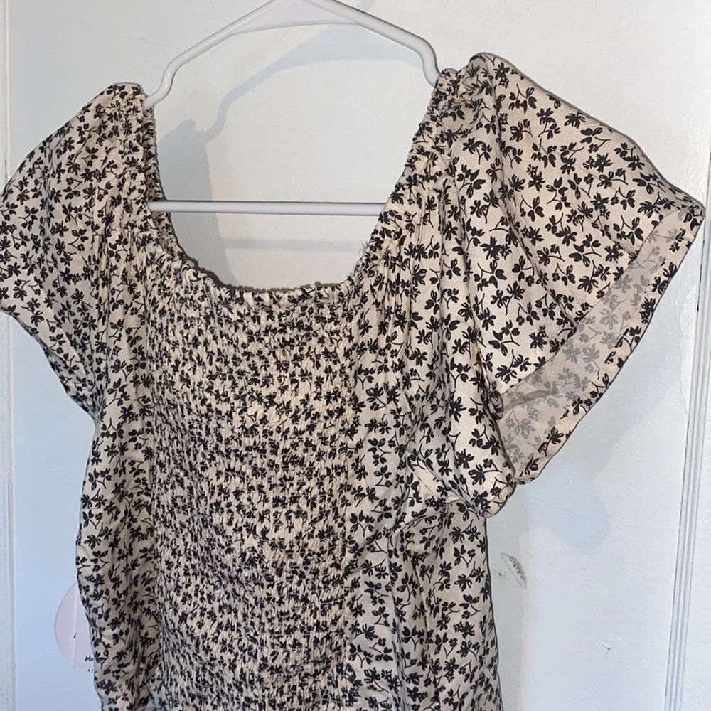 Japna floral crop top style as you want short sleeve drawstring pull - Picture 7 of 7